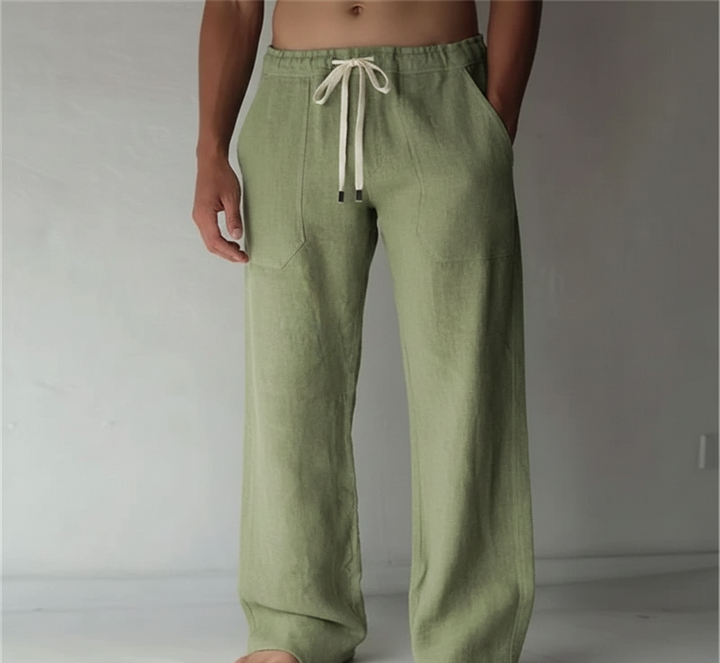 Men's Linen Wide Leg Casual Drawstring Trousers