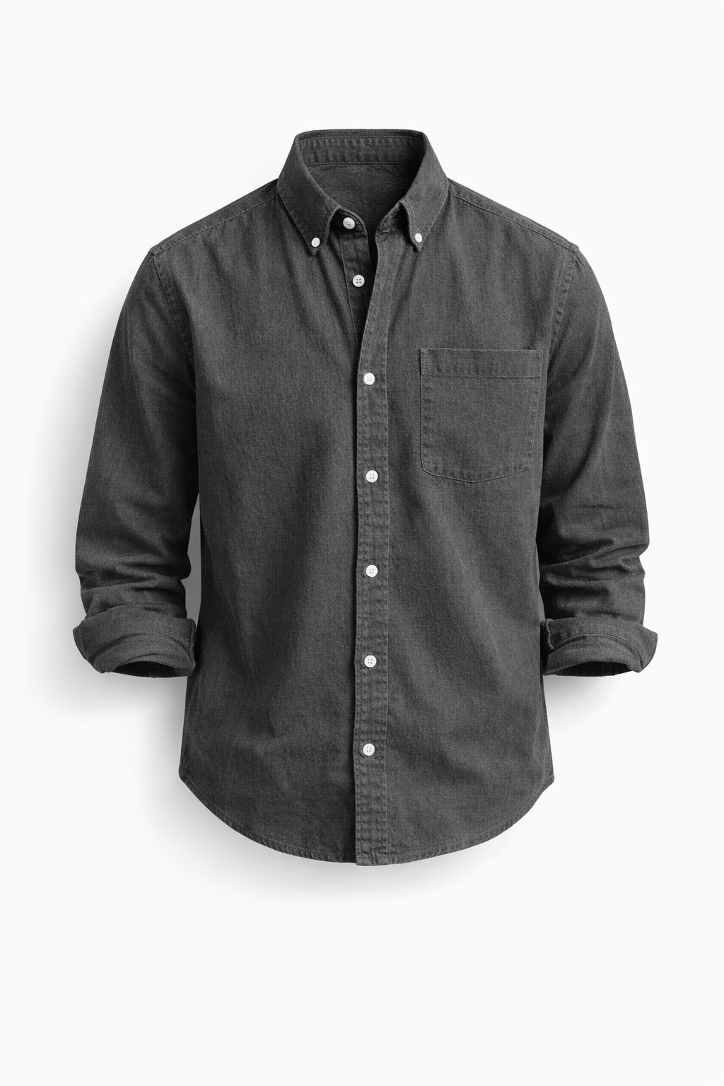 Men's Lightweight Denim Shirt Long Sleeve Button Down Work Top