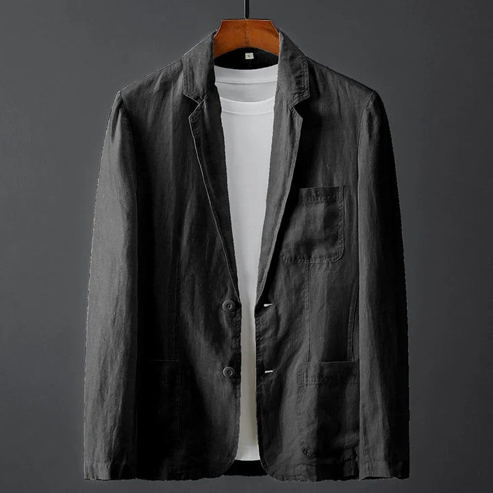 Veste de costume décontractée pour homme en lin léger, coupe ajustée