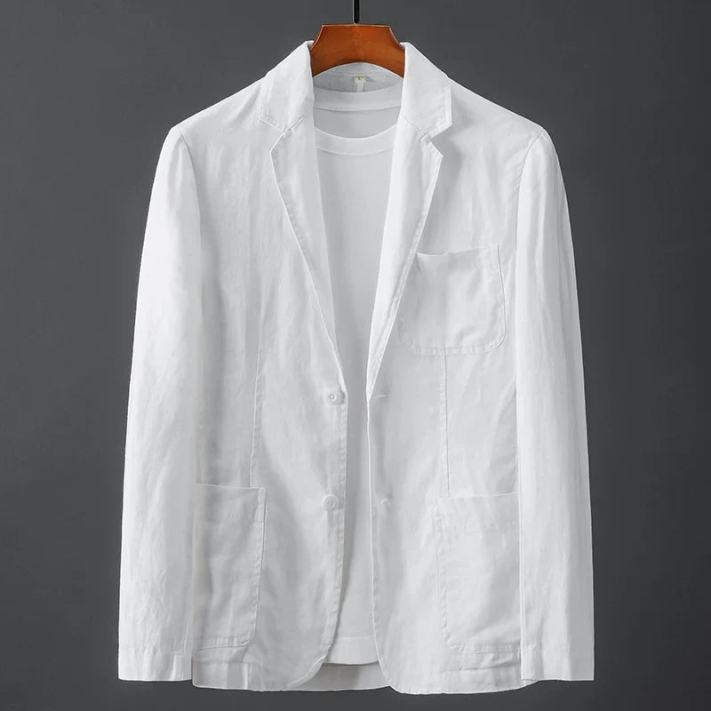 Veste de costume décontractée pour homme en lin léger, coupe ajustée