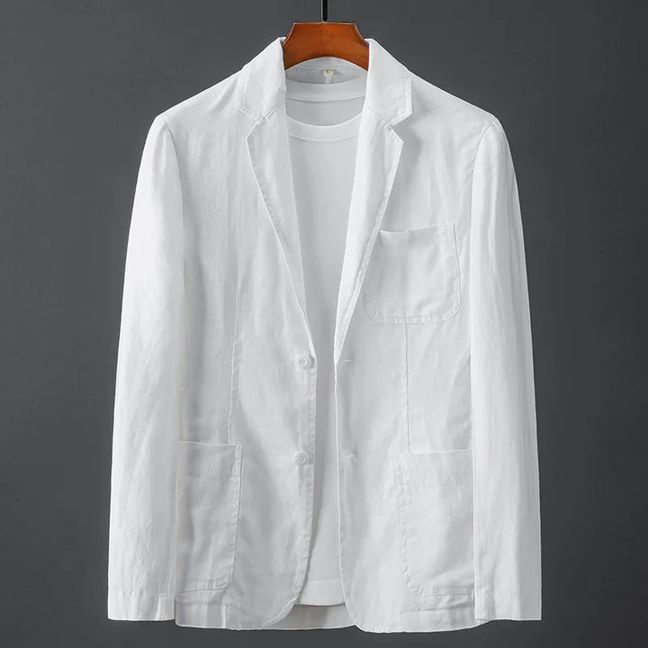Veste de costume décontractée pour homme en lin léger, coupe ajustée