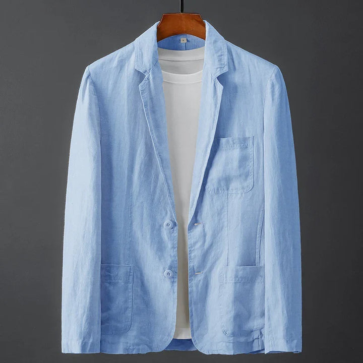 Veste de costume décontractée pour homme en lin léger, coupe ajustée