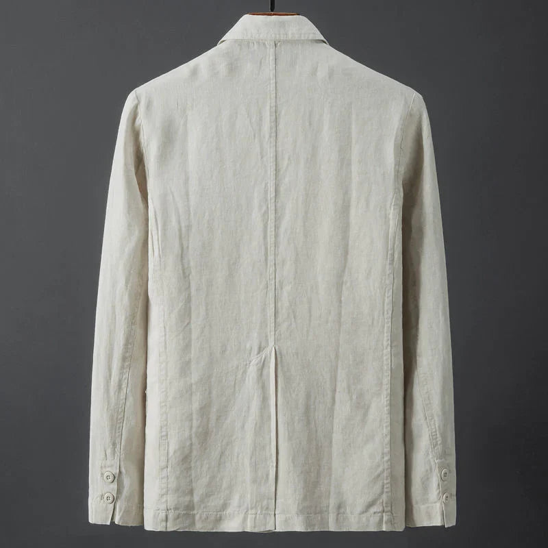 Veste de costume décontractée pour homme en lin léger, coupe ajustée