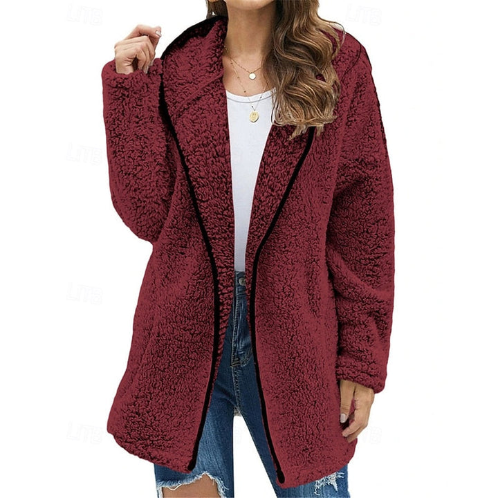 Women's Wool Fleece-Texture Hooded Jacket
