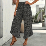 Women's Lightweight Chiffon High Waist Ruffle Wide Leg Trousers
