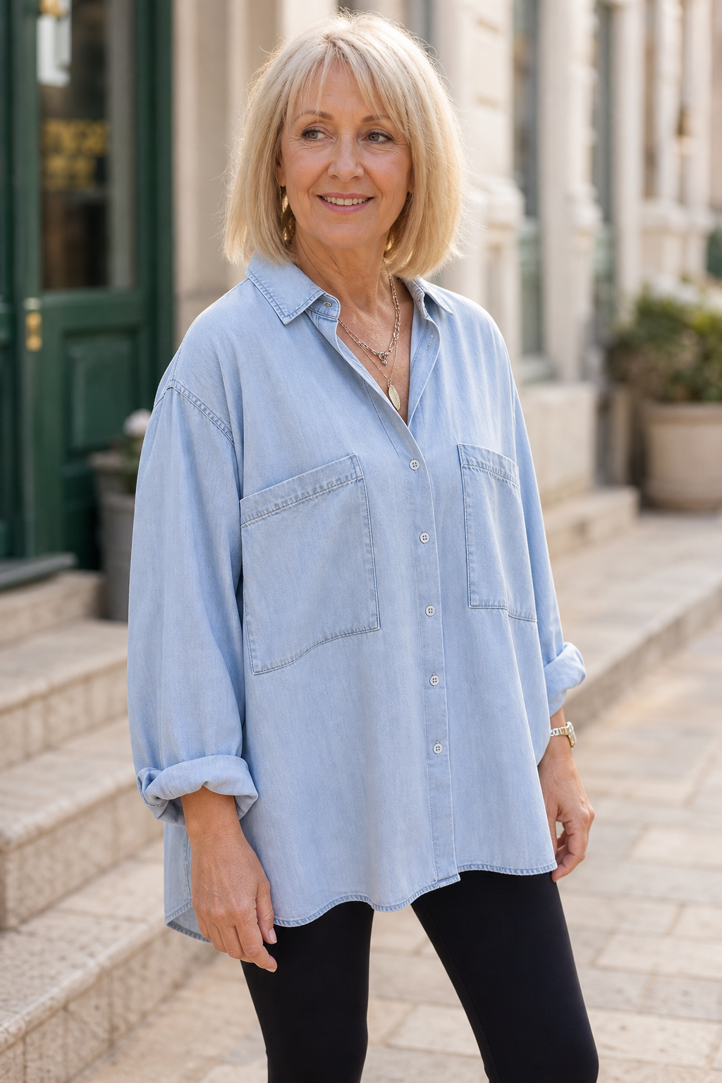 Chemise en jean pour femme, blouse oversize en lin, tunique décontractée