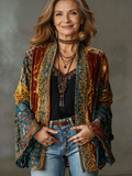 Women's Velvet Boho Kimono Cardigan Jacket