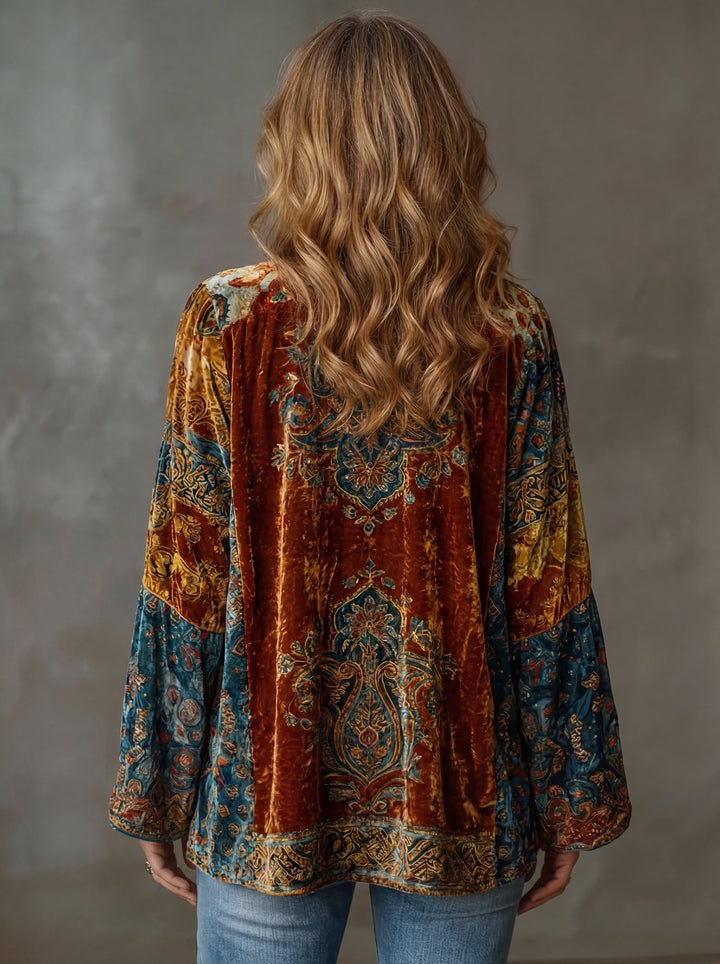 Women's Velvet Boho Kimono Cardigan Jacket
