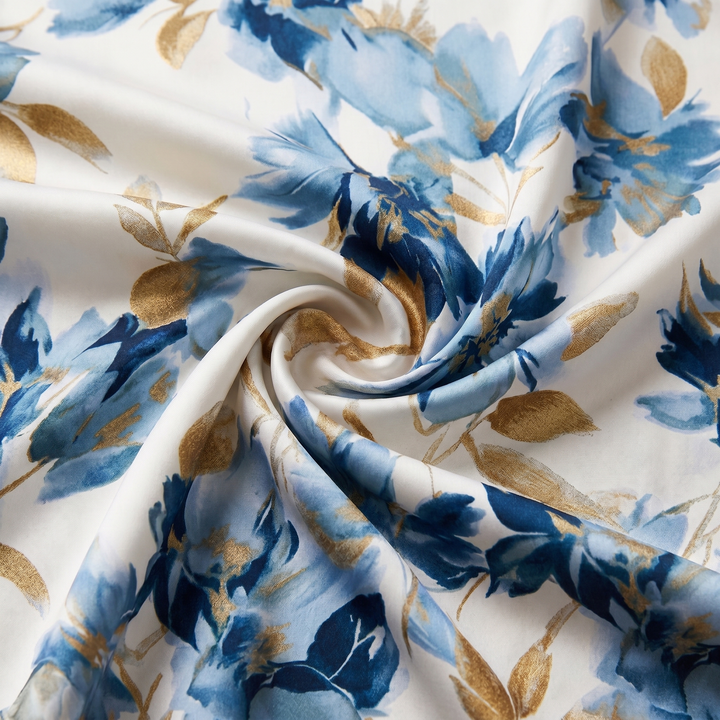 Women's Floral Silk Wrap Midi Dress