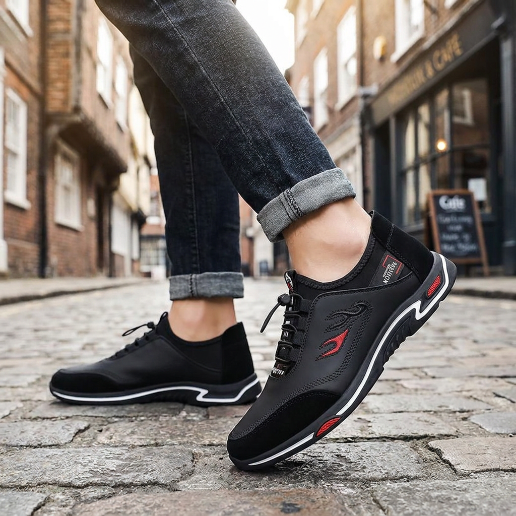 Men’s Leather Orthopedic Cushioned Slip-On Walking Sneakers
