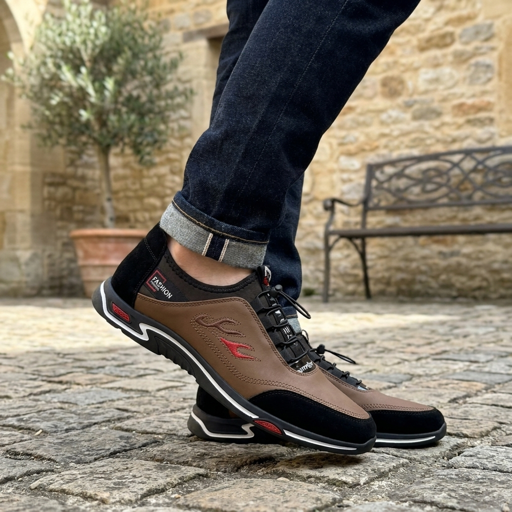 Men’s Leather Orthopedic Cushioned Slip-On Walking Sneakers