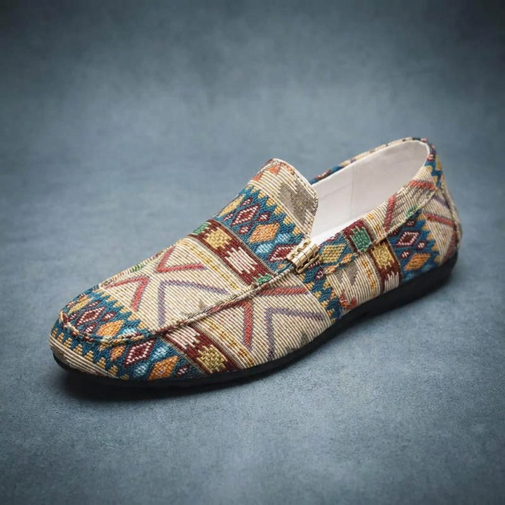Mocassins à enfiler pour homme en toile à motifs géométriques