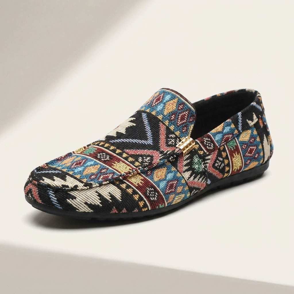 Mocassins à enfiler pour homme en toile à motifs géométriques