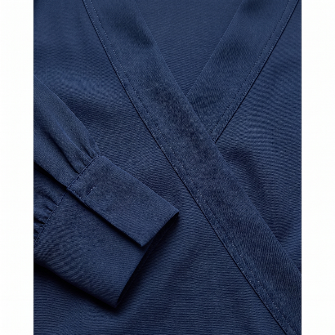 Blouse portefeuille en soie à manches longues et col en V pour femme