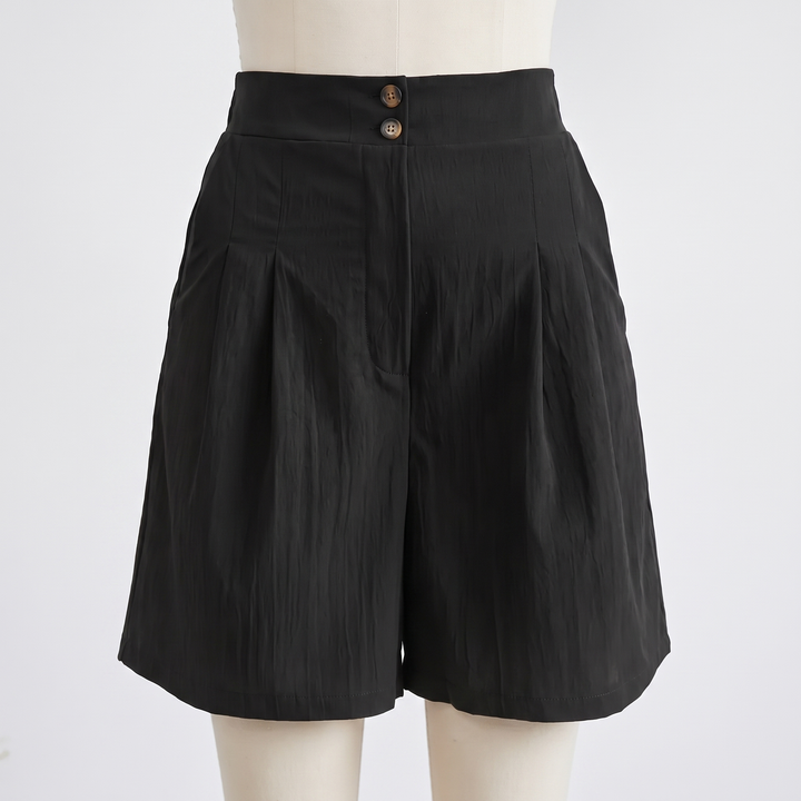Shorts habillés plissés en lin pour femmes à taille haute