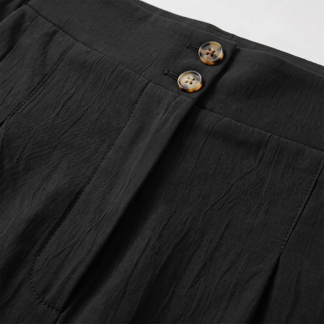 Shorts habillés plissés en lin pour femmes à taille haute