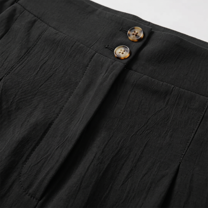 Shorts habillés plissés en lin pour femmes à taille haute