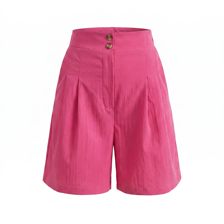 Shorts habillés plissés en lin pour femmes à taille haute
