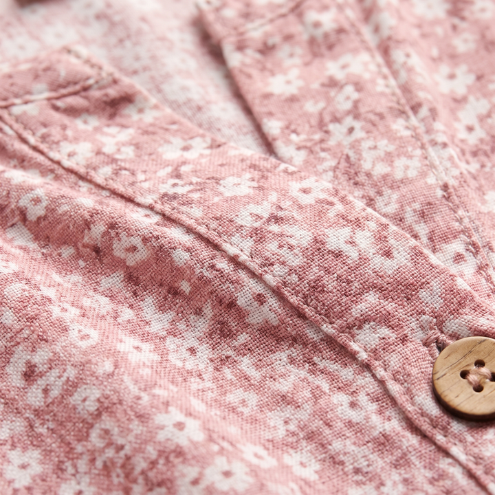 Blouse pour femme en lin à manches courtes avec imprimé floral