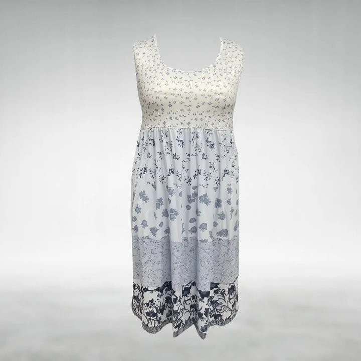 Women's Linen Blend Floral Printed Sleeveless Tiered Maxi Dress