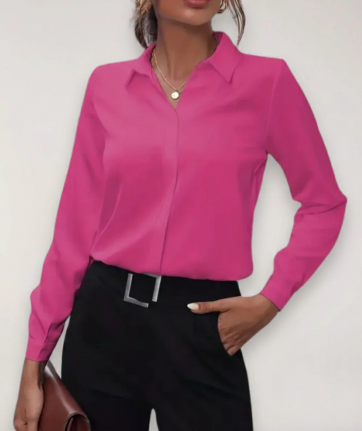Women's Silk Button Down Shirt Long Sleeve Formal Office Work Blouse Elegant Top