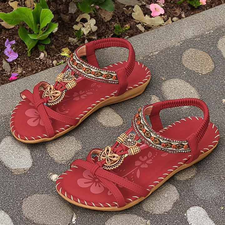Women's Leather Boho Embellished Gladiator Sandals