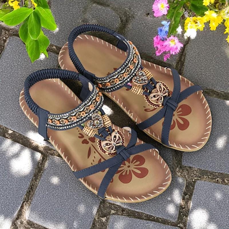 Women's Leather Boho Embellished Gladiator Sandals