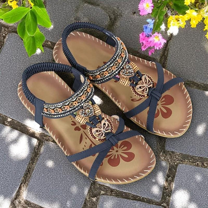 Women's Leather Boho Embellished Gladiator Sandals
