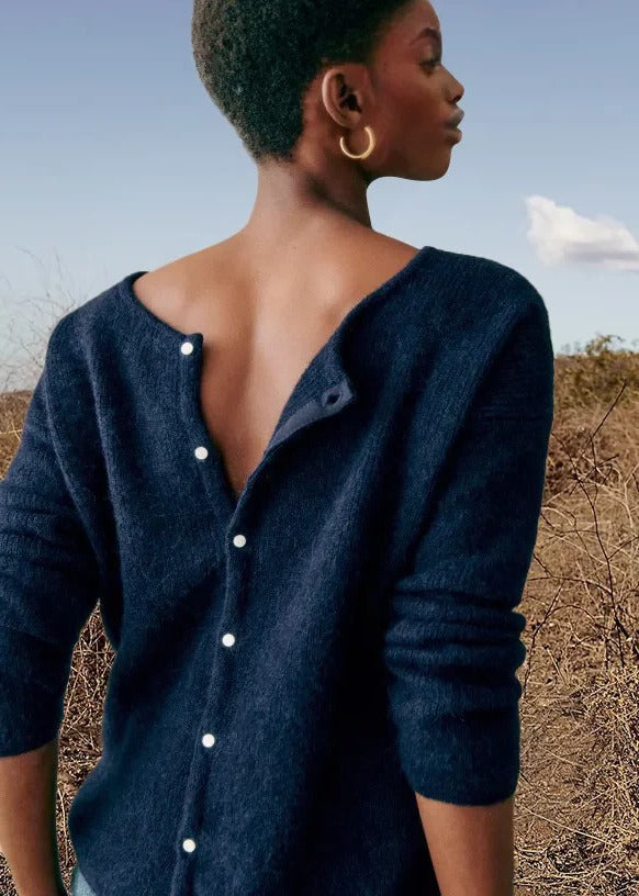 Cardigan tricoté pour femme, pull-over à manches longues