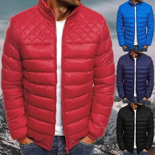 Men's Nylon Puffer Jacket Quilted Padded Bomber Coat