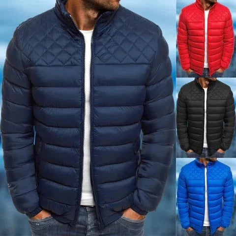 Men's Nylon Puffer Jacket Quilted Padded Bomber Coat