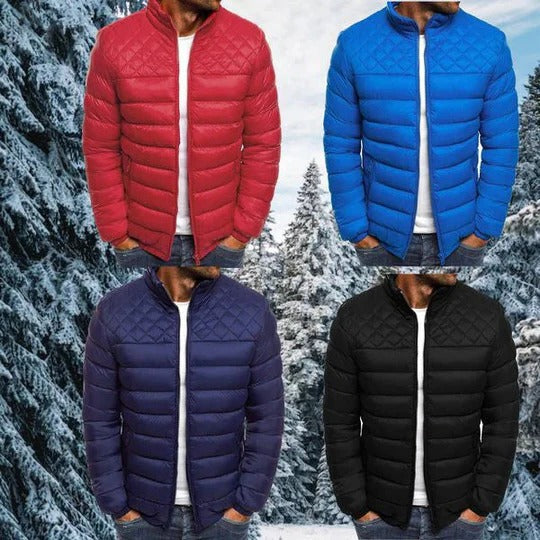 Men's Nylon Puffer Jacket Quilted Padded Bomber Coat