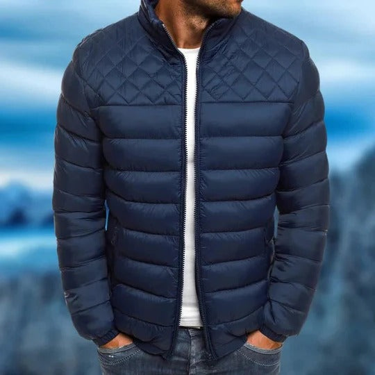 Men's Nylon Puffer Jacket Quilted Padded Bomber Coat