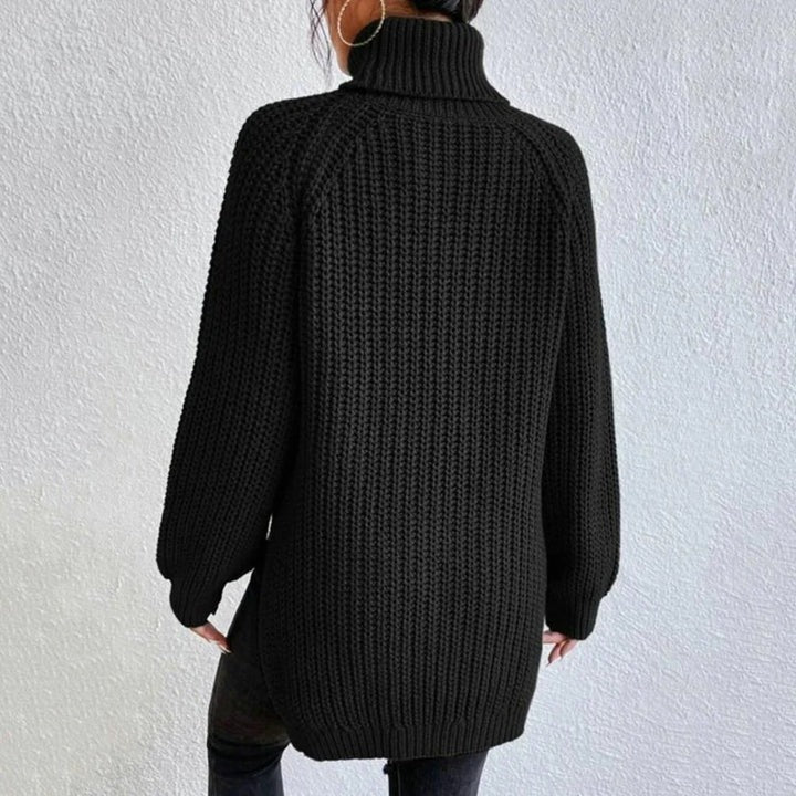 Pull à col roulé pour femme en laine mérinos côtelée, tricoté, haut jumper
