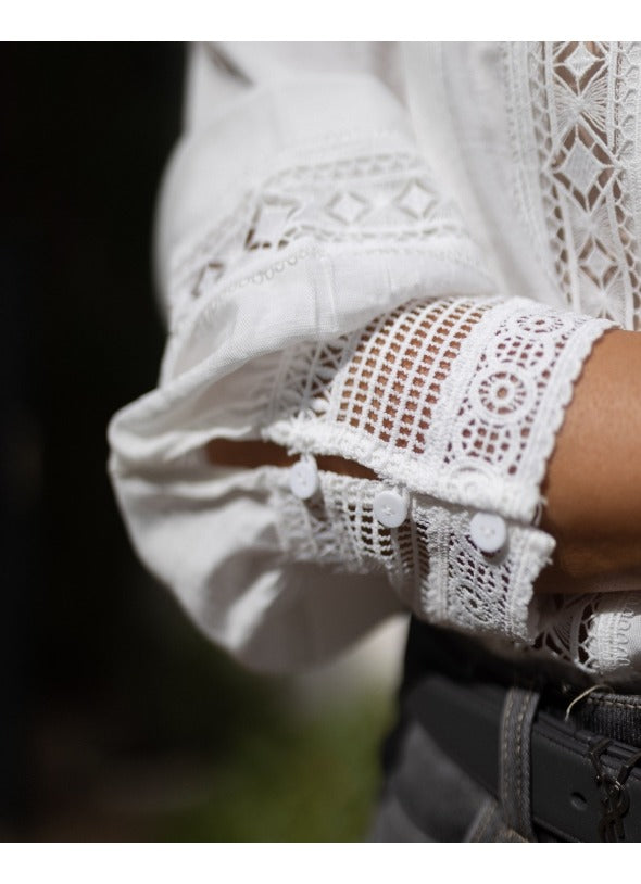 Women's Linen Blouse Long Sleeve Button Down Shirt Top
