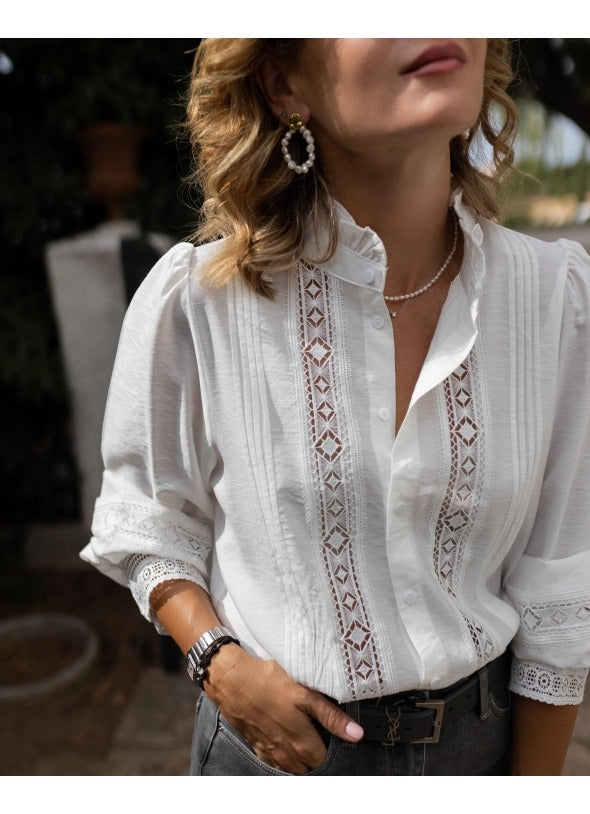 Women's Linen Blouse Long Sleeve Button Down Shirt Top