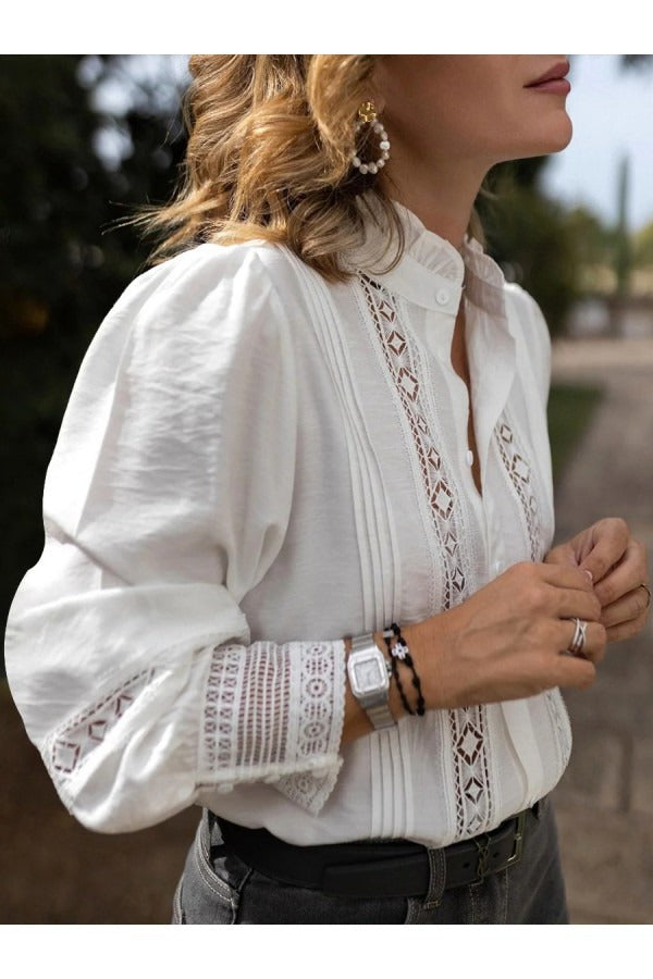 Women's Linen Blouse Long Sleeve Button Down Shirt Top