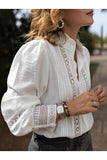 Women's Linen Blouse Long Sleeve Button Down Shirt Top