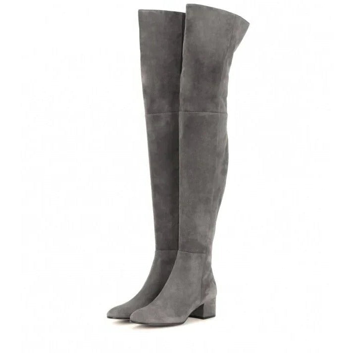 Women's Over The Knee Suede Leather Block Heel Long Boots