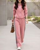 Women’s Fleece-Lined Side-Stripe Hooded Jogger Set