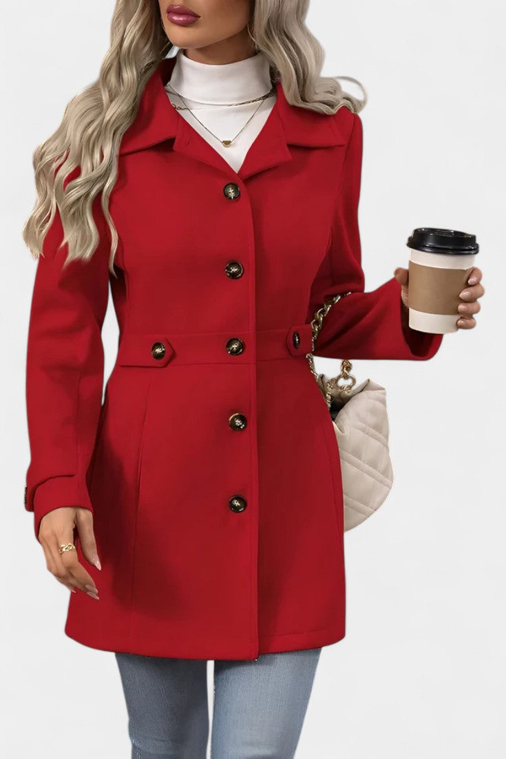 Women’s Wool Belted Collared Mid-Length Trench Coat