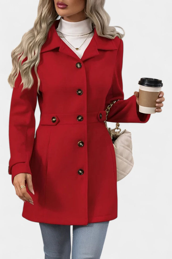 Women’s Wool Belted Collared Mid-Length Trench Coat