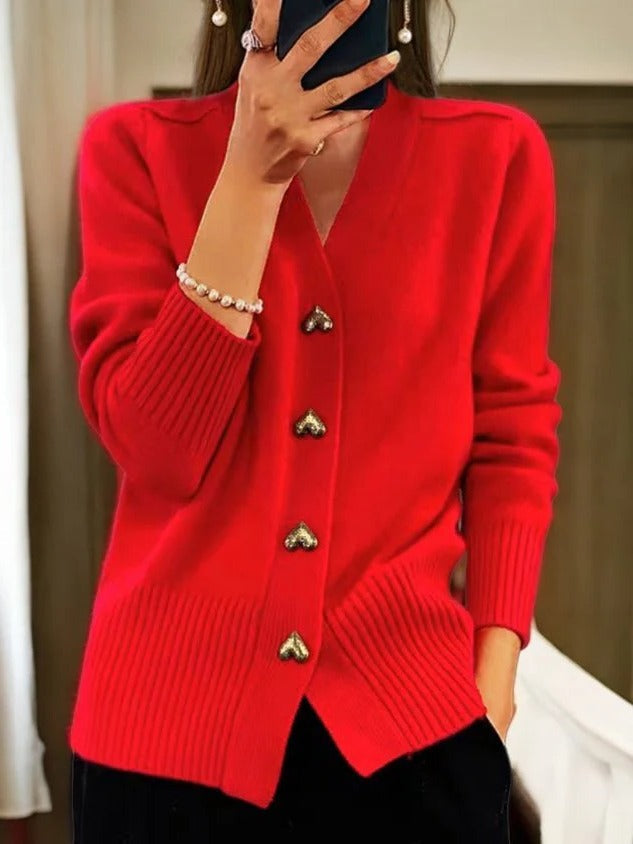 Women's Cardigan Sweater Knit V Neck Long Sleeve Jumper