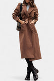 Women’s Wool Belted Notched-Collar Long Trench Coat