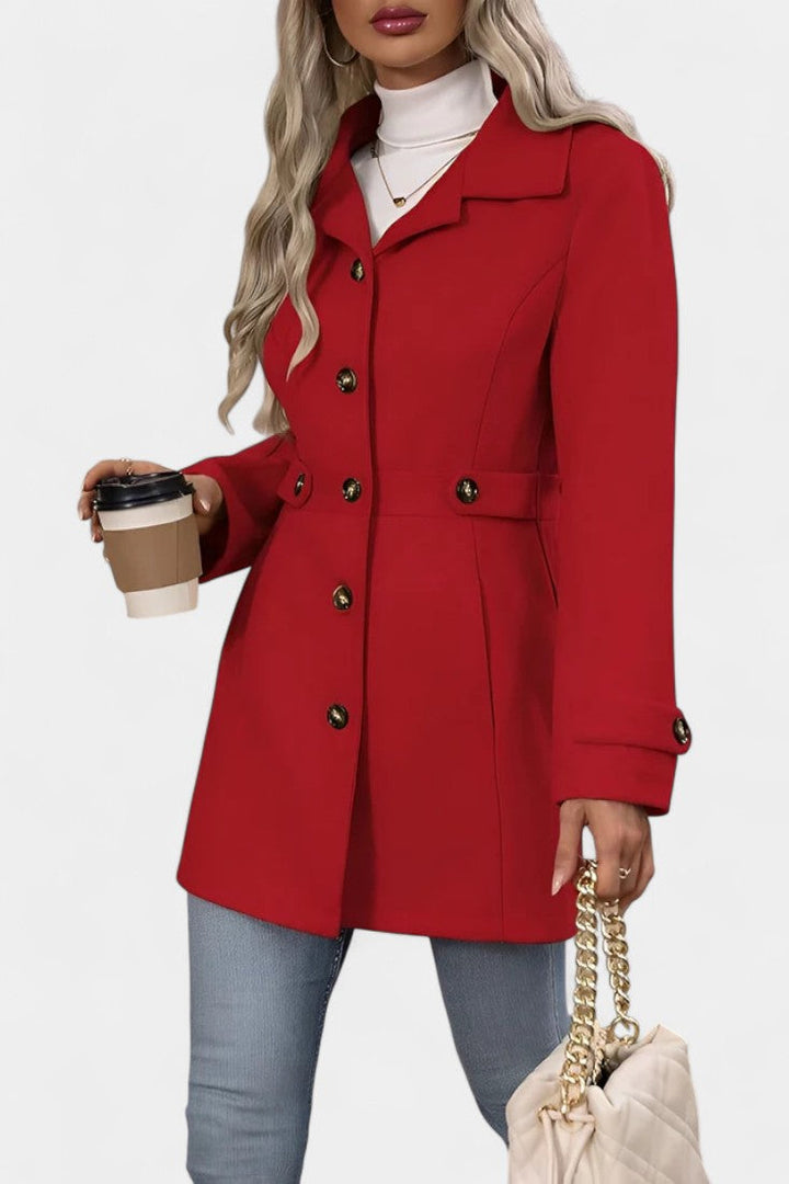 Women’s Wool Belted Collared Mid-Length Trench Coat