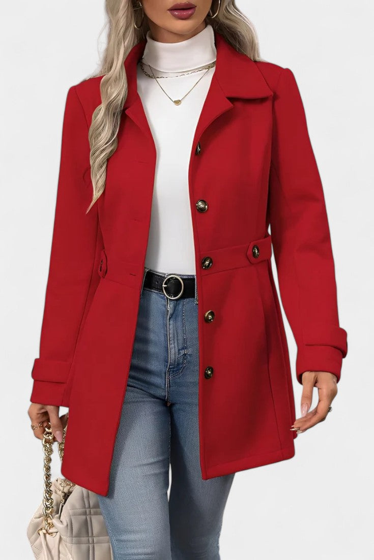 Women’s Wool Belted Collared Mid-Length Trench Coat