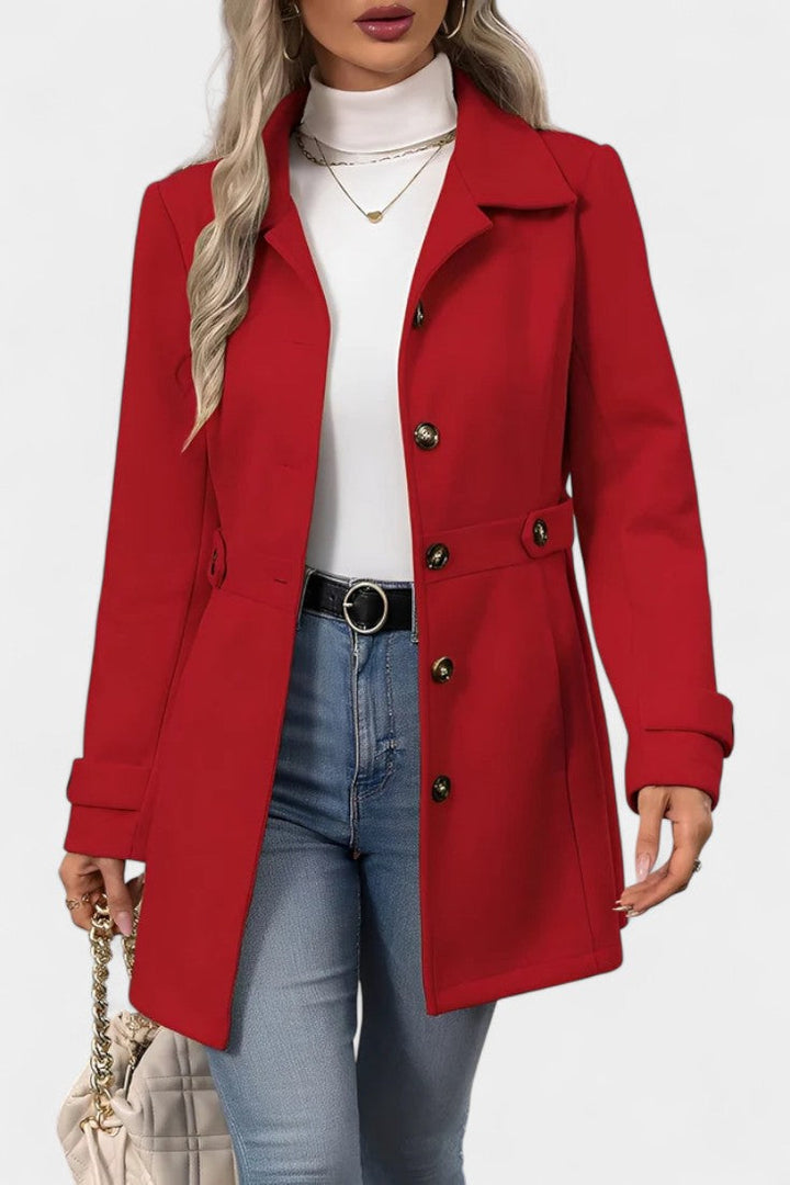 Women’s Wool Belted Collared Mid-Length Trench Coat