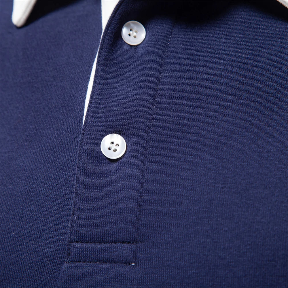 Men's Knit Long Sleeve Polo Pullover Sweater