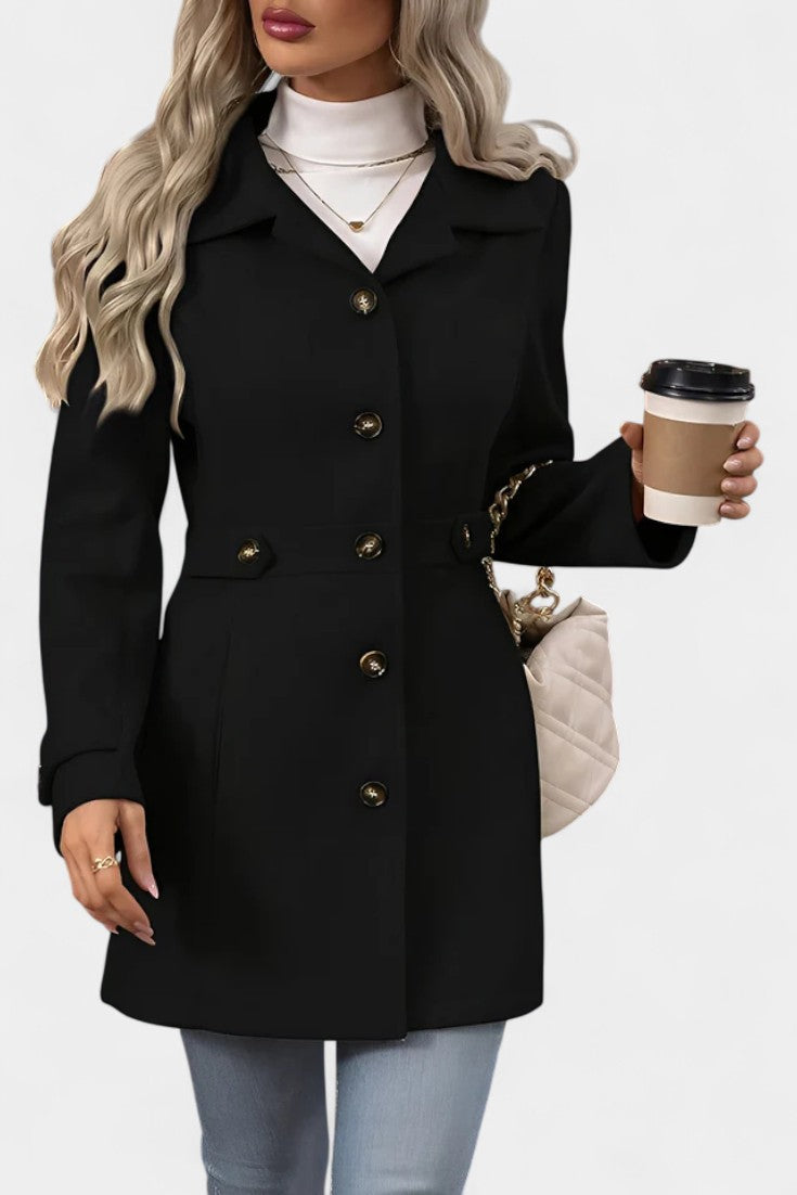 Women’s Wool Belted Collared Mid-Length Trench Coat