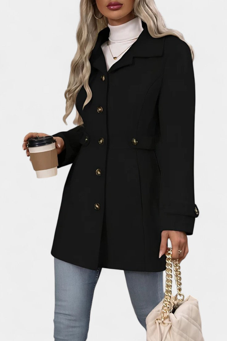 Women’s Wool Belted Collared Mid-Length Trench Coat